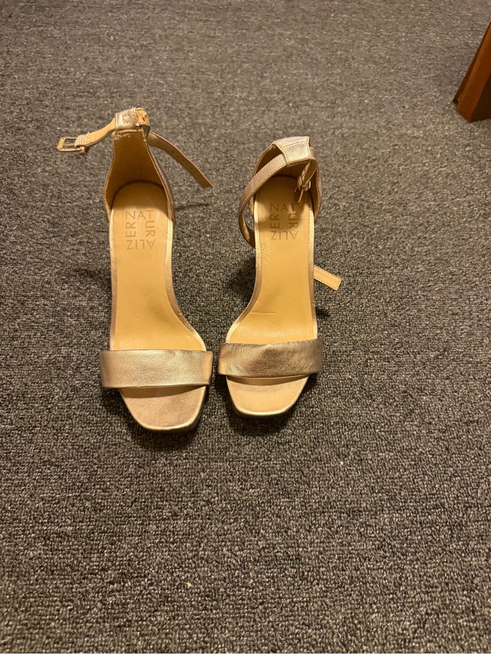 SOUL Naturalizer Metallic Gold Ankle Strap Block Heels. Never worn!